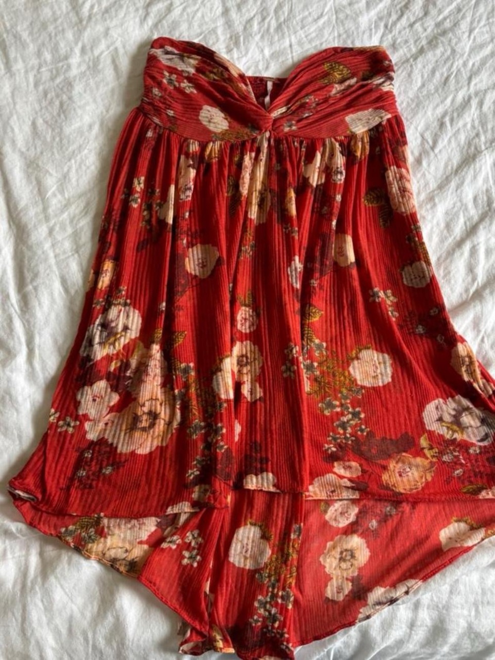 Free People Strapless Floral Hi-Low Tunic Tube Top Sz Medium - Picture 5 of 8